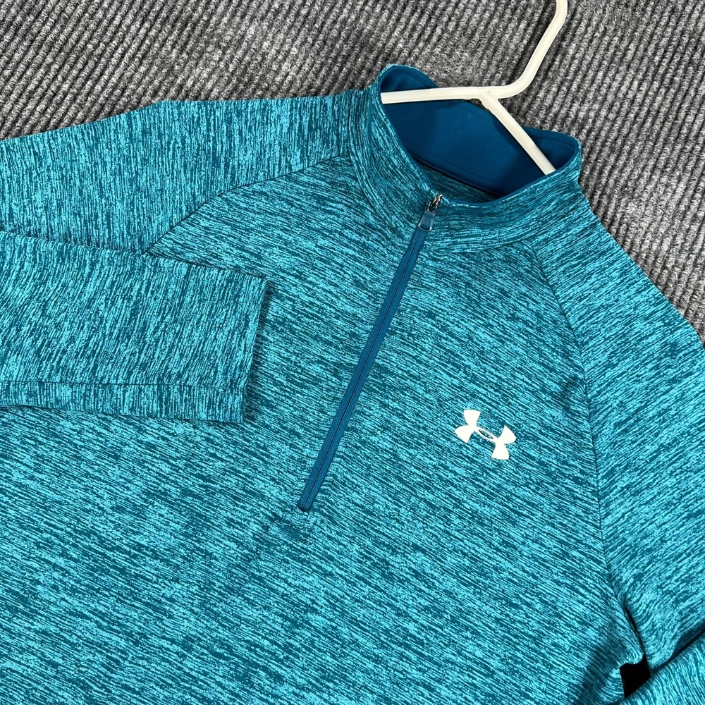 Under Armour Pullover Shirt Mens Small Blue Long Sleeve Loose Fit Heat Gear 1/4